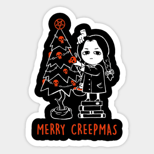 Merry Creepmas - Dark Funny Goth Girl Halloween Christmas Gift Sticker